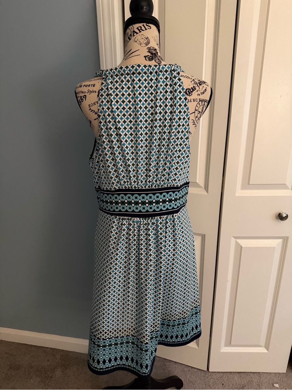 Blue Sleeveless Wrap Midi Dress - Picture 4 of 4